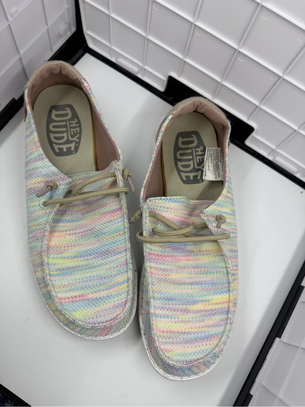 Rainbow Multicolor Heydude Wendy Sox Knit Slip-On Flats - Loafers or Boat Shoe